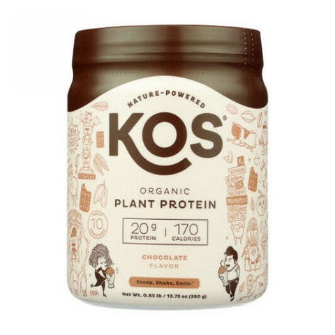 Kos, Organic Plant Protein Powder, Chocolate 13.75 Oz Kos