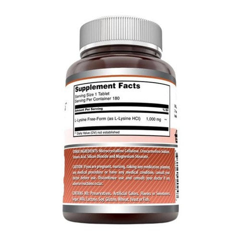 Amazing Nutrition, Amazing Formulas L-Lysine, 1000 mg, 180 Veg Tabs Amazing Nutrition