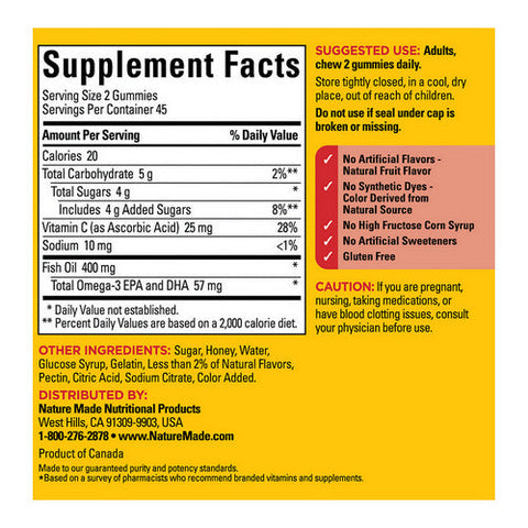 Nature Made, Fish Oil Gummies Orange, 111 Mg, 90 Gummies Nature Made