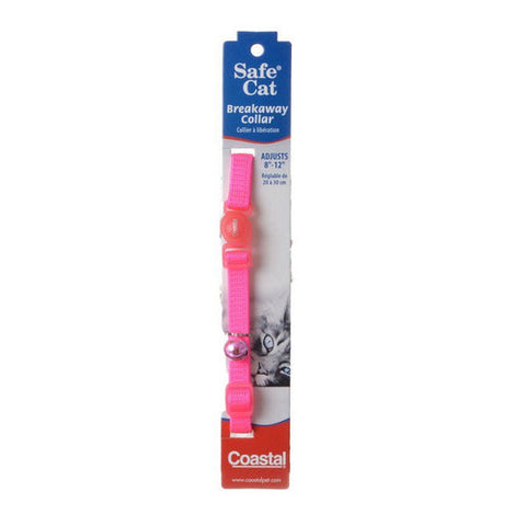 Coastal Pet, Safe Cat Nylon Adjustable Breakaway Collar - Neon Pink, 8"-12" Neck Coastal Pet