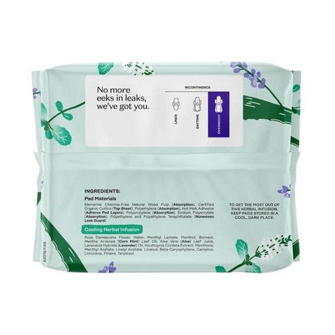 The Honey Pot, Incontinence Cooling Herbal Infusion Overnight Pads, 16 Count The Honey Pot