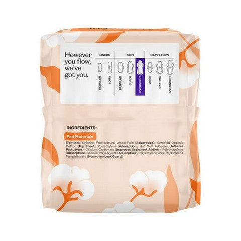 The Honey Pot, Cotton Comfort Pads Overnight, 12 Count The Honey Pot