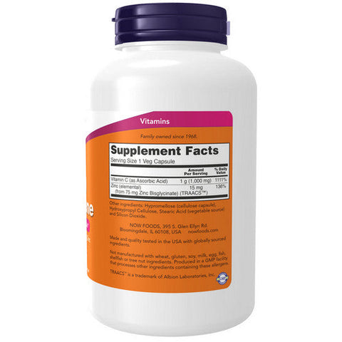 Now Foods, C-1000 Zinc Immune, 180 Veg Caps Now Foods