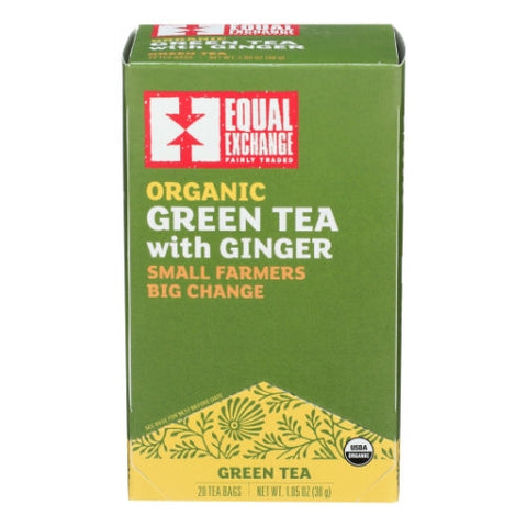 Equal Exchange, Organic Green Tea with Ginger, 20 Bags (Case of 6) Equal Exchange