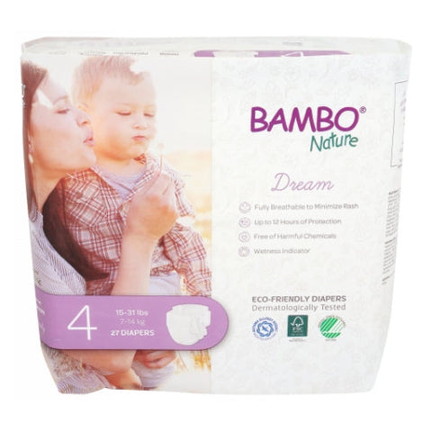 Bambo Nature, Baby Diapers Size 4, 27 Count Bambo Nature