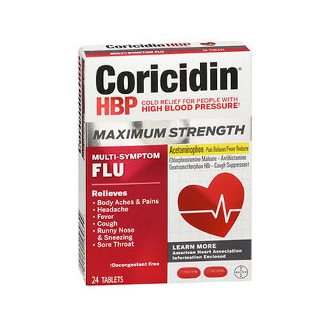 Coricidin Hbp, Maximum Strength Multi-Symptom Flu Tablets, 24 Count Coricidin Hbp