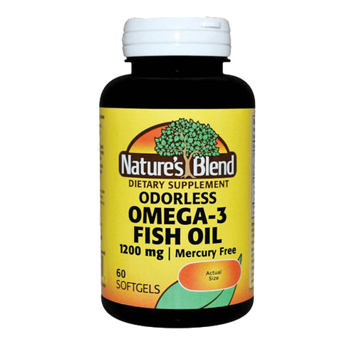 Nature's Blend, Odorless Omega-3 Fish Oil, 1200 mg, 60 Caps Nature's Blend
