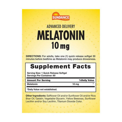 Sundance, Advanced Delivery Melatonin Quick Release, 10 Mg, 60 Softgels Sundance