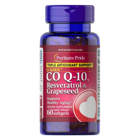 Puritan's Pride, Q-SORB Co Q-10 Resveratrol & Grapeseed, 100 Caps Puritan's Pride