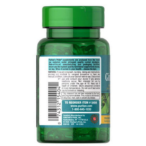 Puritan's Pride, Ginkgo Biloba Standardized Extract, 60 mg, 120 Softgels Puritan's Pride