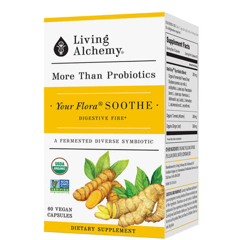 Living Alchemy, Your Flora Soothe Digestive Fire Plus Organic Turmeric & Ginger, 60 Caps Living Alchemy