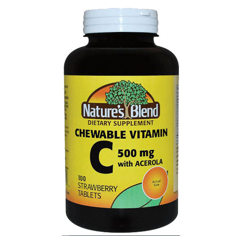 Nature's Blend, Vitamin C With Acerola Strawberry, 500 Mg, 100 Tabs Nature's Blend