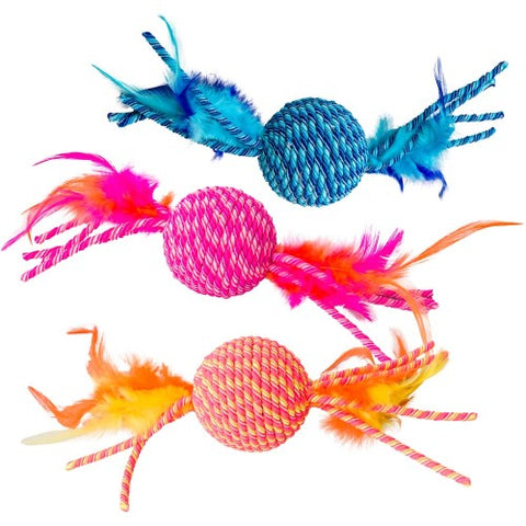 Spot, Spot Elasteeez Ball & Feathers Cat Toy, Assorted, 1 Each Spot