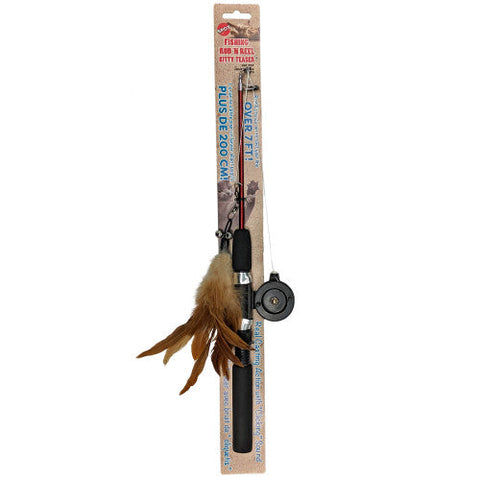 Spot, Spot Cat Toy Fishing Rod N Reel Kitty Teaser, Black, Brown, 1 Each/16 in Spot