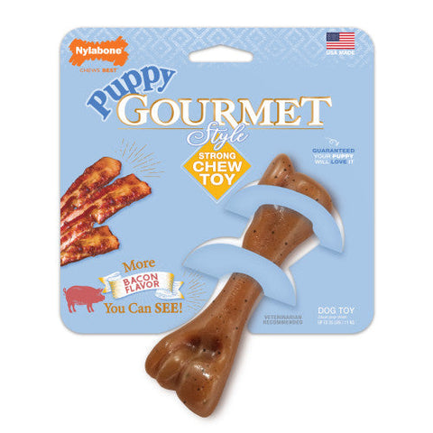 Nylabone, Nylabone Puppy Gourmet Style Strong Chew Toy, Femur, Bacon, 1 Each/SMall/Regular (1 Count) Nylabone