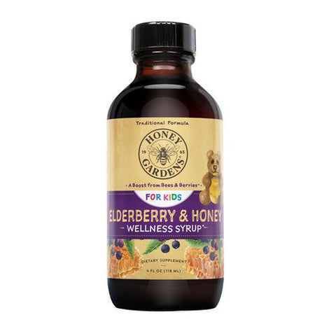 Honey Gardens, Kid's Elderberry & Honey Syrup, 4 Oz Honey Gardens