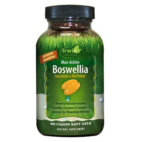 Irwin Naturals, Max-Active Boswellia Curcumin + BioPerine, 90 Softgels