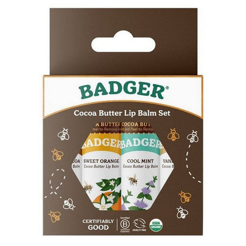 Badger Balm, Cocoa Butter Lip Balm Gift, .25 Oz Badger Balm