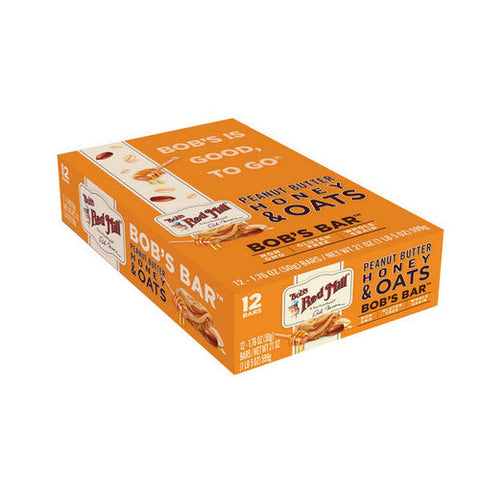 Bobs Red Mill, Peanut Butter Honey And Oats Bar, 12 Bars Bobs Red Mill