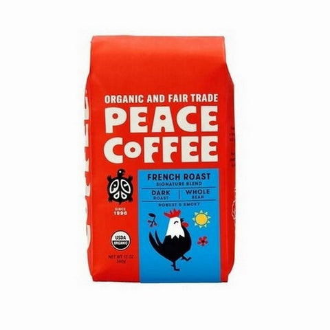 Peace Coffee, Whole Bean French Roast Blend, 12 Oz Peace Coffee