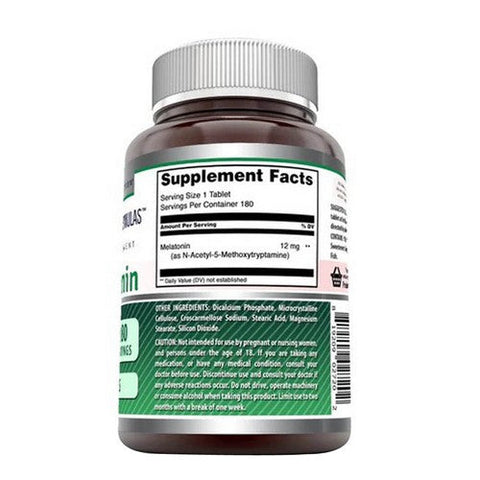Amazing Nutrition, Amazing Formulas Melatonin, 12 mg, 180 Tabs Amazing Nutrition