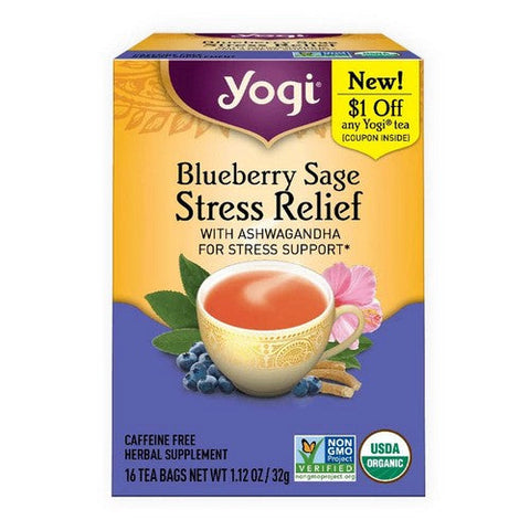 Yogi, Organic Blueberry Sage Stress Relief Tea, 16 Bags Yogi