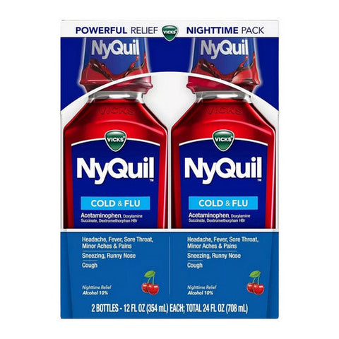 Vicks, Nyquil Cold & Flu Nighttime Relief Liquid Cherry, 24 Oz Vicks