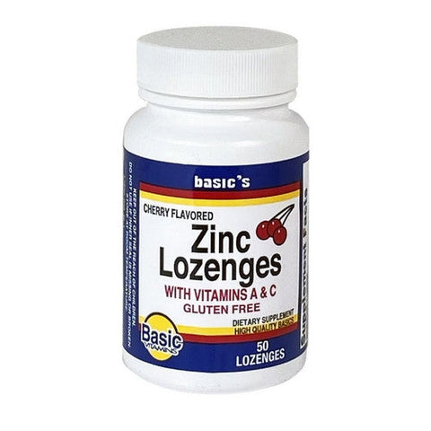 Basic Vitamins, Zinc Lozenges Cherry Flavored, 50 Each Basic Vitamins
