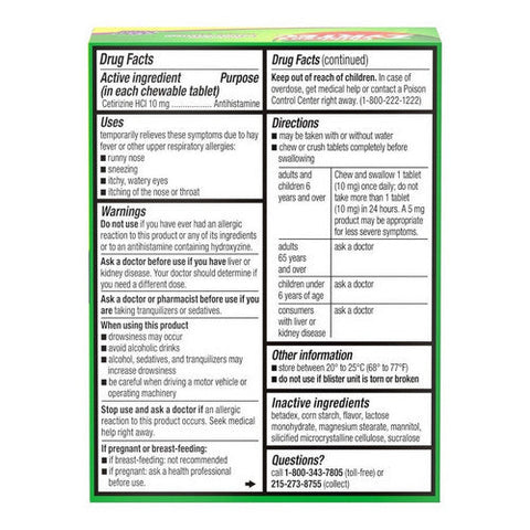 Zyrtec, Children'S Allergy Dye Free Cetirizine Hci, 24 Tabs Zyrtec