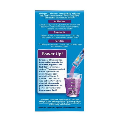 Emergen-C, Elderberry Immune Plus Flavored Fizzy Drink Mix, 18 Count Emergen-C