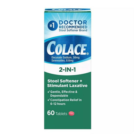 Colace, 2 In 1 Stool Softener Plus Stimulant Laxative, 60 Tabs Colace