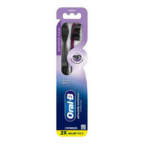 Oral-B, Advanced Whitening Charcoal Toothbrushes Medium, 2 Count Oral-B