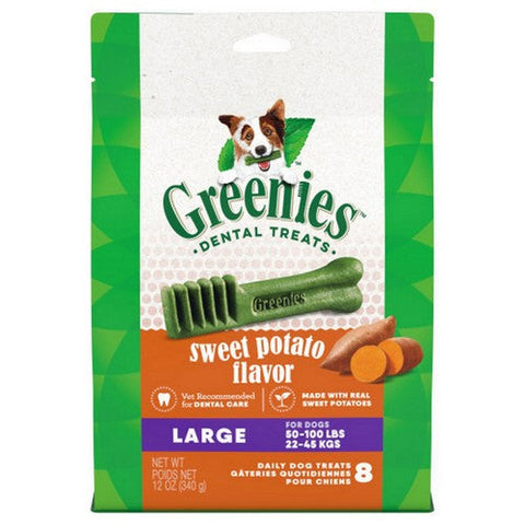 Greenies, Dog Dental Treats Teenie Sweet Potato, 12 Oz / 8 Count (Large/ Sweet Potato) Greenies
