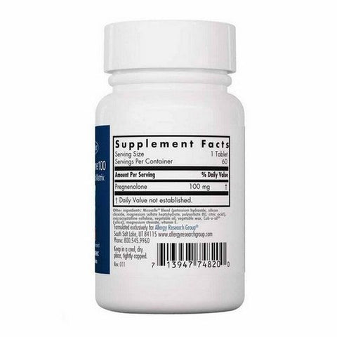 Nutricology/ Allergy Research Group, Pregnenolone Micronized Lipid Matrix, 100 Mg, 60 Tabs Nutricology/ Allergy Research Group