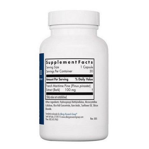Nutricology/ Allergy Research Group, Pycnogenol 100 Original French Maritime Pine Back Extract, 30 Veg Caps Nutricology/ Allergy Research Group