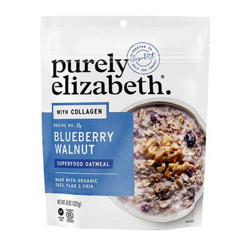 Purely Elizabeth, Superfood Oatmeal Blueberry Walnut Pouch With Collagen, 8 Oz (Case Of 6) Purely Elizabeth