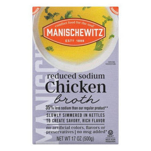 Manischewitz, Reduced Sodium Chicken Broth, 17 Oz (Case Of 12) Manischewitz