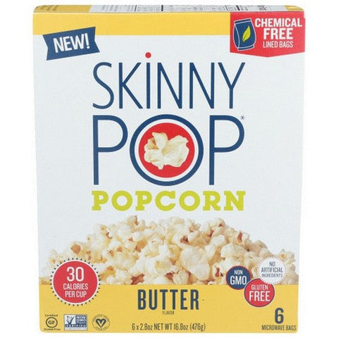 Skinny Pop, Microwave Butter Popcorn, 16.8 Oz(Case Of 6) Skinny Pop