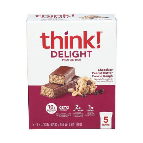 Think Thin, Keto Chocolate Peanut Butter Cookie Dough Bars, 6 Oz(Case Of 6) Think Thin