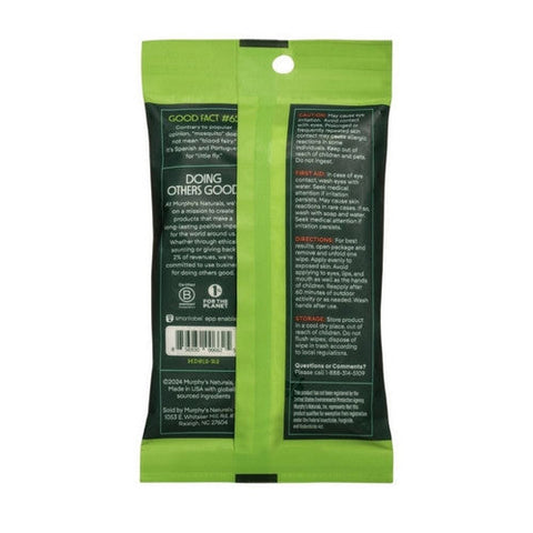 Murphys Naturals, Mosquito Repellent Wipes, 10 Count(Case Of 6) Murphys Naturals
