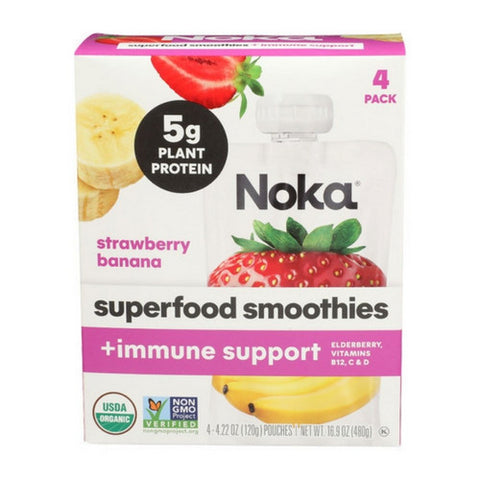 Noka, Superfood Smoothies Strawberry Banana Plus Immune Support, 16.9 Oz(Case Of 6) Noka