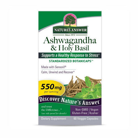 Nature's Answer, Ashwagandha And Holy Basil, 550 Mg, 60 Veg Caps Nature's Answer