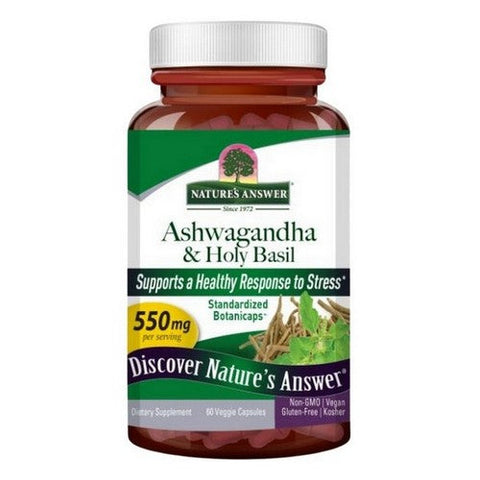 Nature's Answer, Ashwagandha And Holy Basil, 550 Mg, 60 Veg Caps Nature's Answer