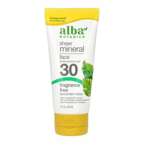 Alba Botanica, Sheer Mineral Sunscreen Lotion Broad Spectrum SPF 30, 2 Oz Alba Botanica
