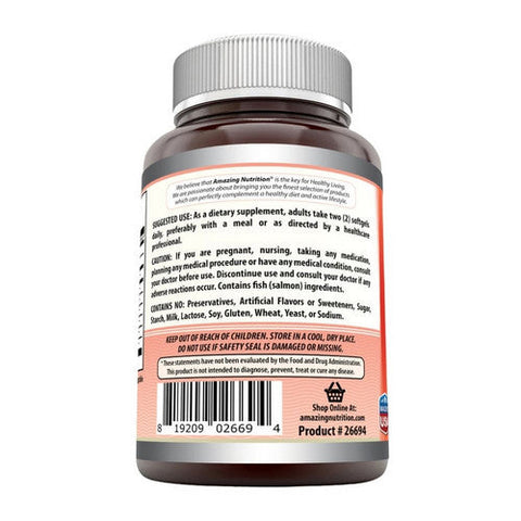 Amazing Nutrition, Amazing Omega Wild Alaskan Salmon Oil, 120 Softgels Amazing Nutrition