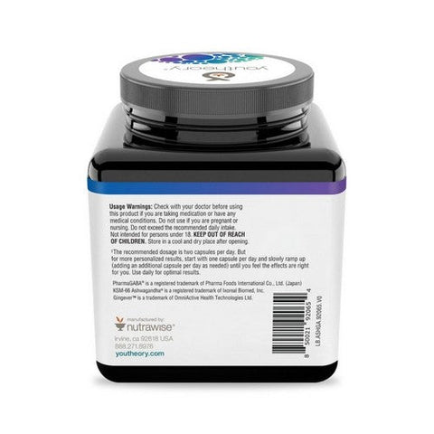 Youtheory, Ashwagandha + GABA, 60 Vegetarian Capsules Youtheory