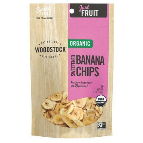 Woodstock, Organic Sweetened Banana Chips, 6 Oz (Case Of 8) Woodstock
