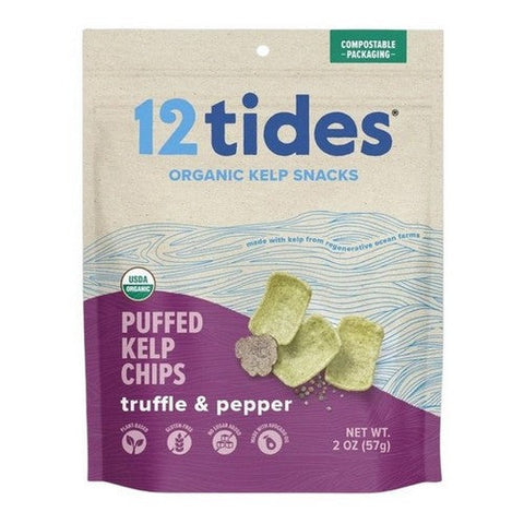 12 Tides, Organic Kelp Chips Truffle And Pepper, 2 Oz (Case Of 8) 12 Tides