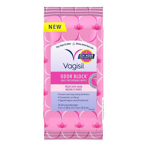 Vagisil, Odor Block Daily Freshening Wipes, 20 Count Vagisil