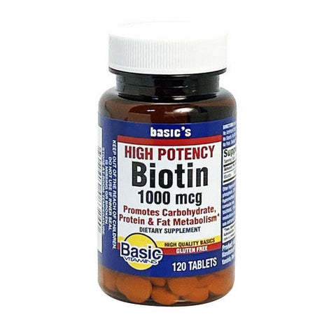 Basic Vitamins, Biotin, 1000 Mcg, 120 Tablets Basic Vitamins